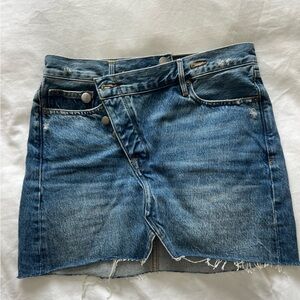 FRAME Asymmetrical Denim Mini Skirt